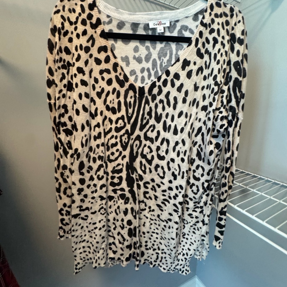 Good Luck Gem Animal Print V-Neck Blouse